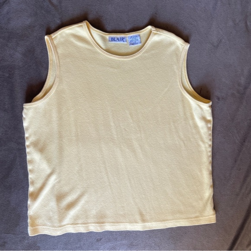 Vintage Blair Womens Large Light Yellow Sleeveless Tank Top
